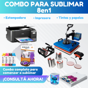 Combo Sublimación Estampadora 8 en 1 de 30x38cm + Impresora Epson