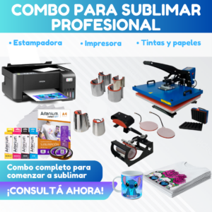 Combo PROFESIONAL: Estampadora 12 en 1 40x60 + Impresora Epson + Tintas + Papel + Cinta Térmica