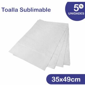 Toalla algodon con aplique Sublimable Blanca 35x49 - Aprox - x5 Unid